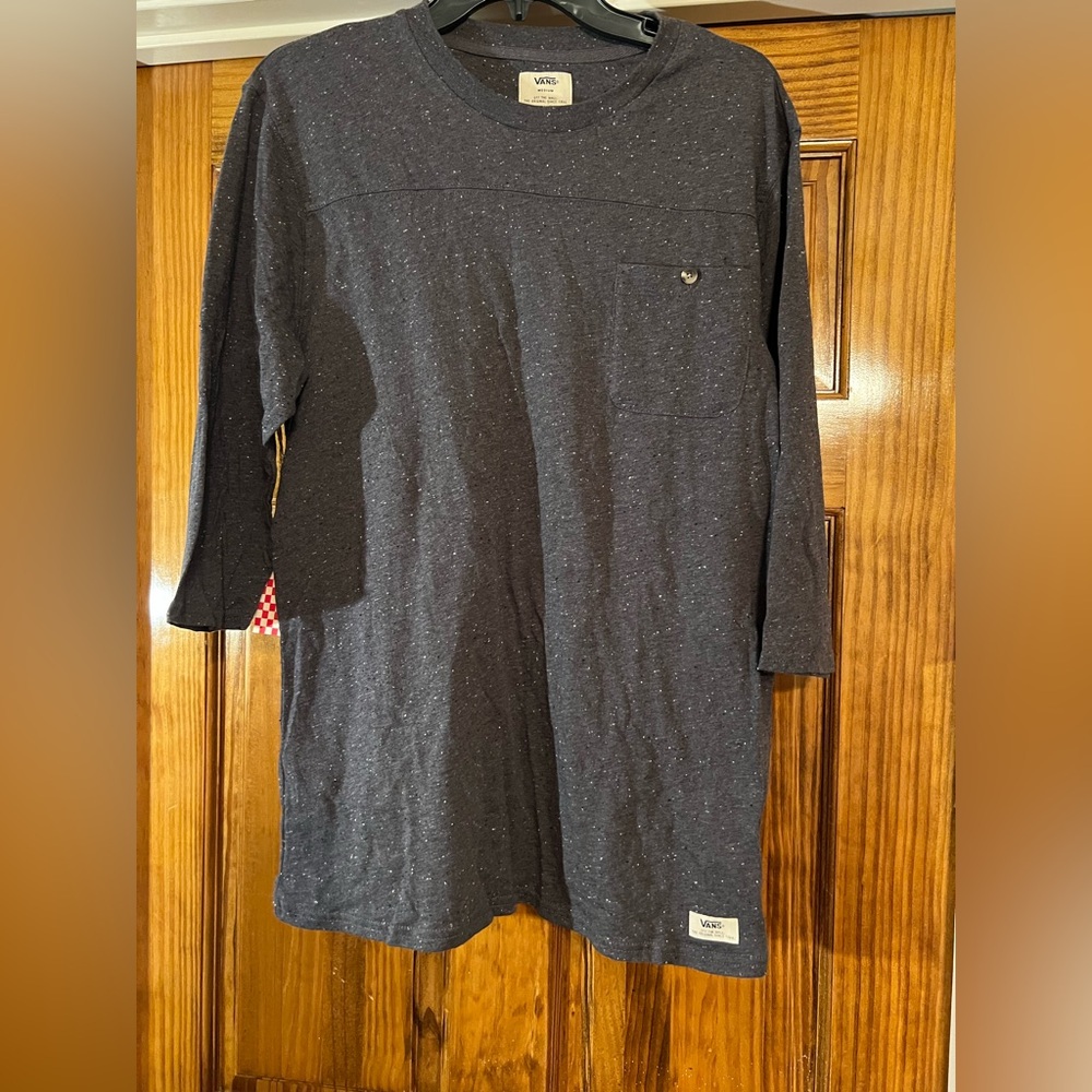 Vans Men's Dark Gray 3/4 Sleeve Pocketed Tee
